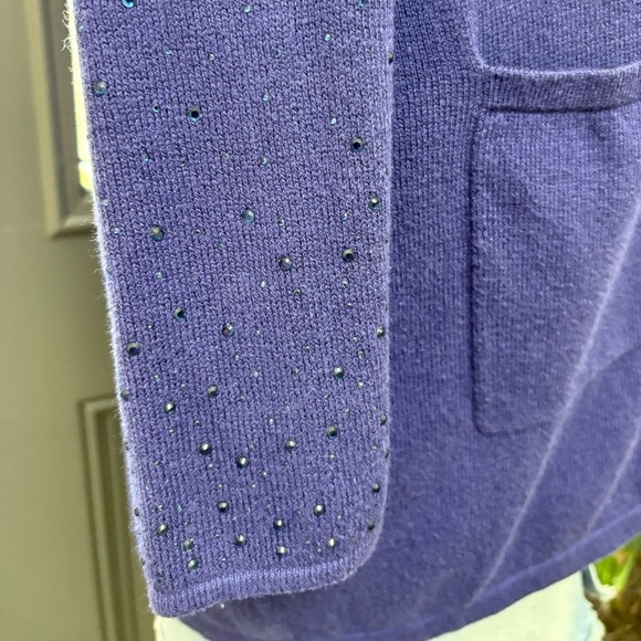 Chico’s Women’s Purple Open Front Long Cardigan with Rhinestone Detail | Size M - Picture 3 of 8